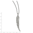 Stainless Steel Polished CZ Wing Pendant with 2in extension Necklace