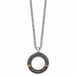 Stainless Steel Black CZ with Yellow IP-plated Antiqued Circle Necklace