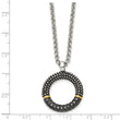 Stainless Steel Black CZ with Yellow IP-plated Antiqued Circle Necklace