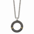 Stainless Steel Black CZ with Yellow IP-plated Antiqued Circle Necklace