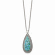 Stainless Steel Antiqued Imitation Turquoise Teardrop Necklace