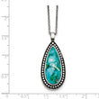 Stainless Steel Antiqued Imitation Turquoise Teardrop Necklace