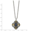 Stainless Steel Blue Glass with Yellow IP-plated Accent Necklace