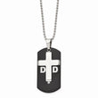 Stainless Steel Black IP-plated Dog Tag with CZ Cross Necklace