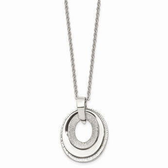 Stainless Steel Oval Three Piece Polished Pendant Necklace