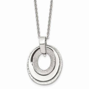 Stainless Steel Oval Three Piece Polished Pendant Necklace