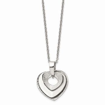 Stainless Steel Heart Three Piece Polished Necklace