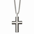 Stainless Steel Brushed and Polished Black IP-plated Cross with CZ Neckla