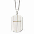 Stainless Steel Yellow IP-plated Cross Brushed/Polished Necklace