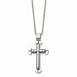 Stainless Steel Black IP-plated Polished Cross Necklace
