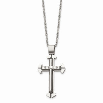 Stainless Steel Black IP-plated Polished Cross Necklace