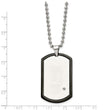 Stainless Steel Black IP-plated With CZ Dog Tag Polished Necklace