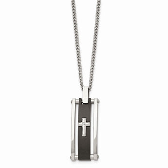 Stainless Steel Cross Black IP-plated Polished Necklace