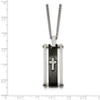 Stainless Steel Cross Black IP-plated Polished Necklace
