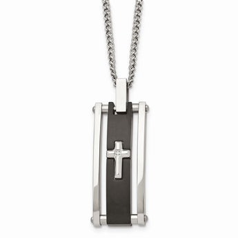 Stainless Steel Cross Black IP-plated Polished Necklace