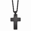 Stainless Steel Black IP-plated Brushed Cross Necklace