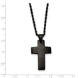 Stainless Steel Black IP-plated Polished Cross Necklace