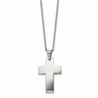 Stainless Steel Brushed Cross Necklace