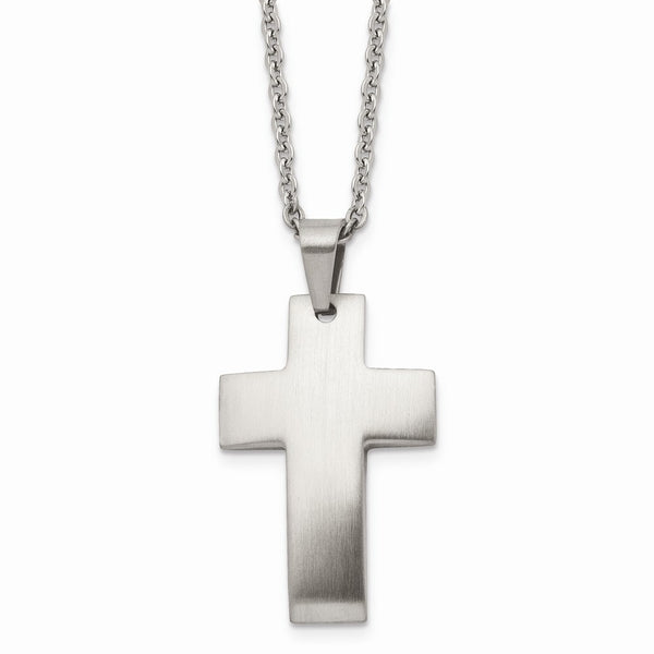 Stainless Steel Brushed Cross Necklace