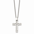 Stainless Steel Brushed and Polished Cross with CZ Necklace