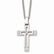 Stainless Steel Brushed and Polished Cross with CZ Necklace