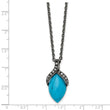 Stainless Steel Simulated Turquoise Marcasite Antiqued Necklace