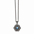 Stainless Steel Simulated Turquoise/Marcasite Antiqued Necklace