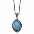 Stainless Steel Simulated Turquoise/Marcasite Antiqued Necklace