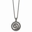 Stainless Steel Marcasite and Antiqued Swirl Necklace