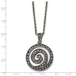 Stainless Steel Marcasite and Antiqued Swirl Necklace