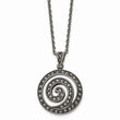 Stainless Steel Marcasite and Antiqued Swirl Necklace