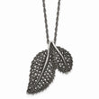 Stainless Steel Marcasite and Antiqued Leaf Necklace