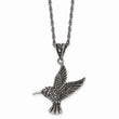 Stainless Steel Marcasite and Antiqued Bird Necklace