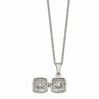 Stainless Steel Polished and Antiqued Magnetic Square Necklace