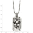 Stainless Steel Antiqued Cross Dog Tag Necklace