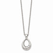 Stainless Steel CZ Teardrop Polished Necklace