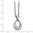 Stainless Steel CZ Teardrop Polished Necklace