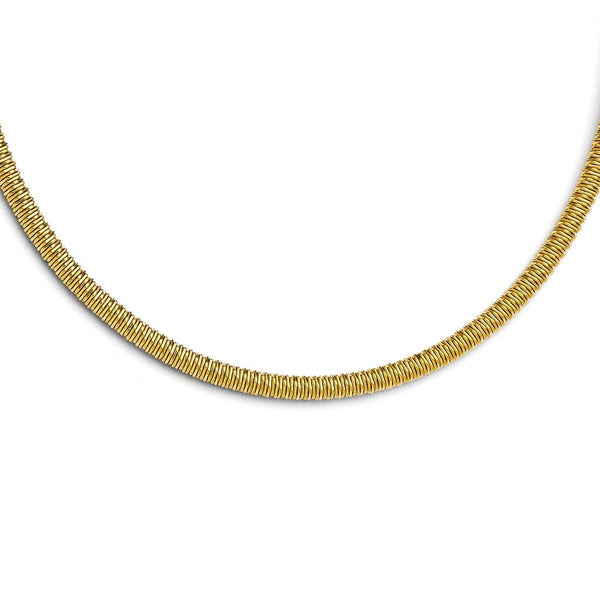 Stainless Steel Yellow IP-plated Textured with 1.5 inch ext. Necklace