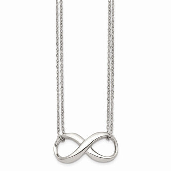 Stainless Steel Polished Two Strand Infinity Symbol Necklace