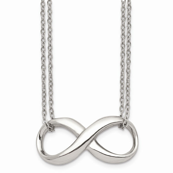 Stainless Steel Polished Two Strand Infinity Symbol Necklace