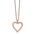 Stainless Steel Polished Pink IP-plated Twisted Heart Necklace