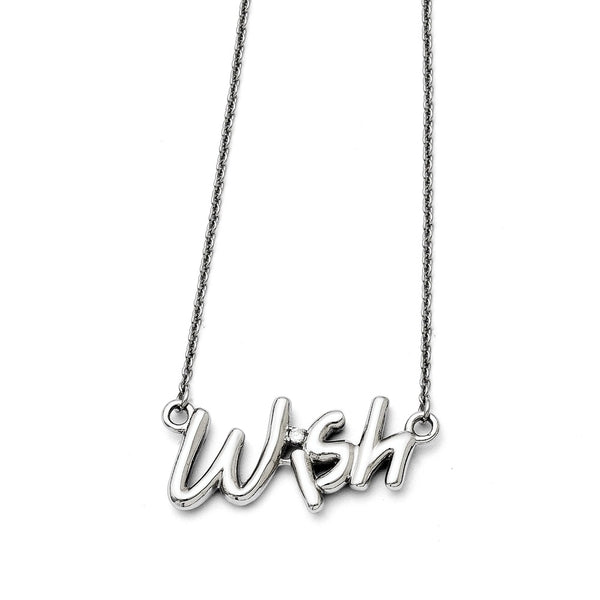 Stainless Steel CZ Wish Polished Necklace