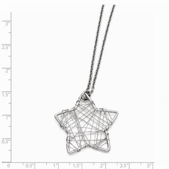 Stainless Steel Wired Star Polished Necklace