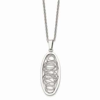 Stainless Steel Wire Designed Oval Pendant Necklace