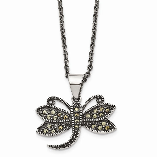 Stainless Steel Butterfly Marcasite Necklace