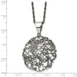 Stainless Steel Marcasite Textured Circle Necklace