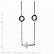 Stainless Steel and Ceramic Polished Sideways cross CZ 18.25in Necklace