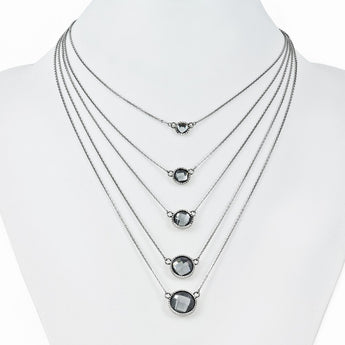 Stainless Steel Grey Glass with 2in ext. Polished Necklace