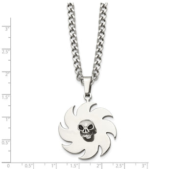 Stainless Steel Saw Blade with Skull Necklace