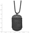 Stainless Steel Brushed Dog Tag Wrapped Leather Necklace